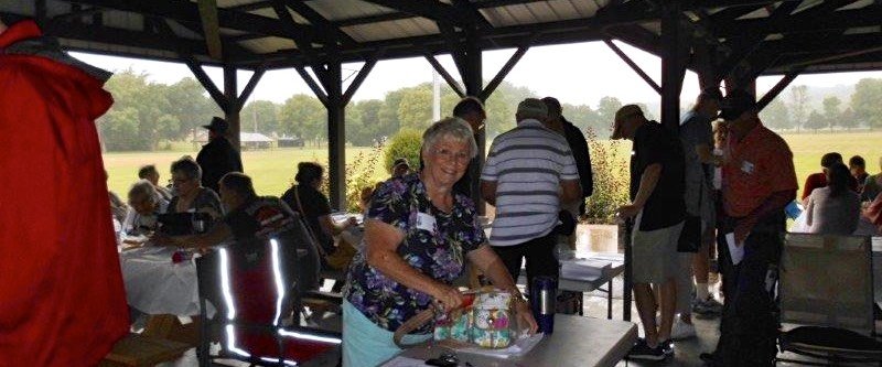 Joyce Kloncz at registration table