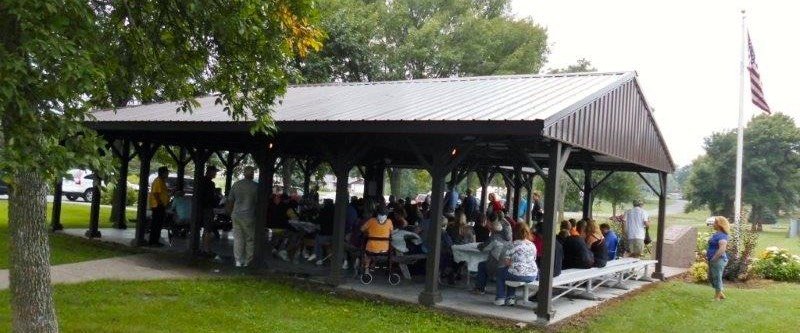 Picnic shelter with group