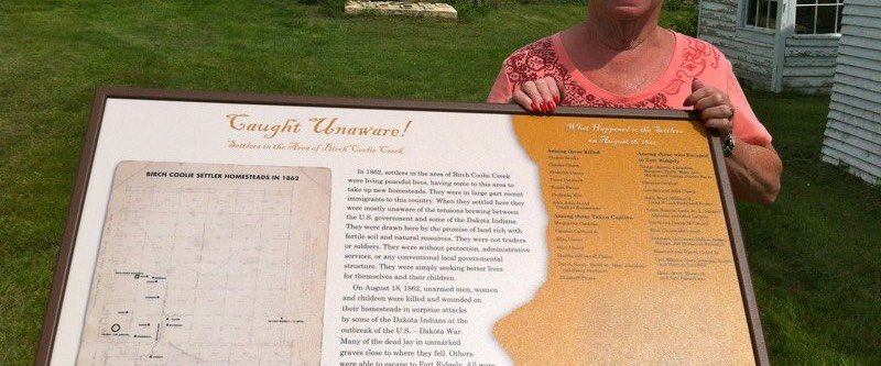 Jan Klein with the marker after the ceremony