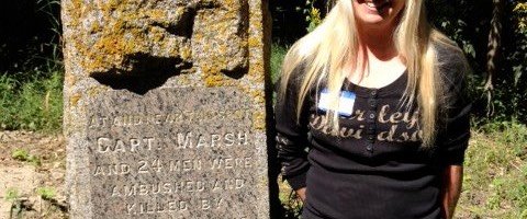 Friend Peggy at the Captain Marsh Marker.